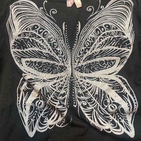 Black Sweater with White Butterfly Design - Picture 2 of 5